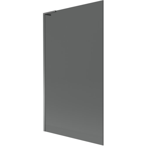 Jednoskrzydłowy parawan nawannowy w kolorze grafitowym, o wymiarach 100 x 150 cm, z metalowym wykończeniem w odcieniu gun metal. Produkt oznaczony jako "Mexen Next L" z numerem 895-100-000-03-40-95.