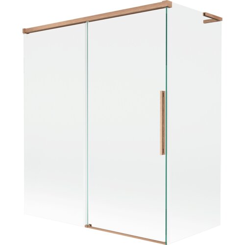 Mexen Rox L parawan nawannowy 2-skrzydłowy rozsuwany 140 + 70 x 150 cm, transparent, miedź szczotkowana - 8C9L-140-070-65-00