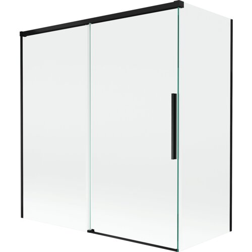 Mexen Rox parawan nawannowy 2-skrzydłowy rozsuwany 150 + 70 x 150 cm, transparent, czarny - 8C9-150-070-70-00