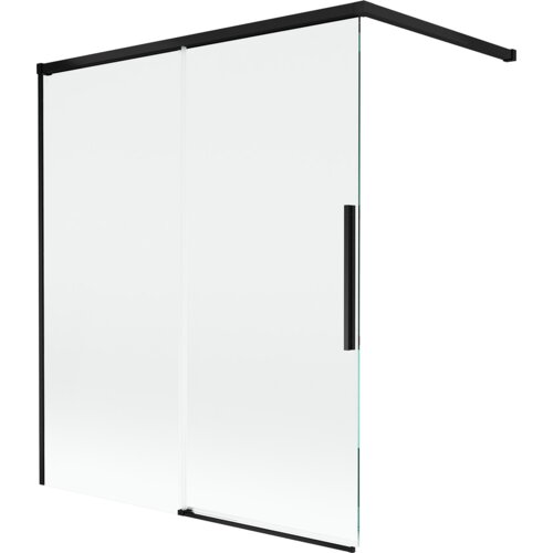 Mexen Rox parawan nawannowy 2-skrzydłowy rozsuwany 140 x 150 cm, transparent, czarny - 8C9-140-003-70-00
