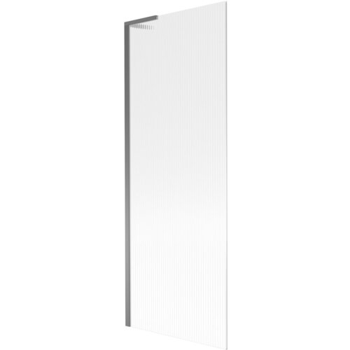 Na zdjęciu widoczny jest jednoskrzydłowy parawan nawannowy o wymiarach 70 x 150 cm z prążkowaną powierzchnią i metalicznym wykończeniem w kolorze gun metal. Produkt ma prostokątny kształt i jest osadzony w metalowej ramie.