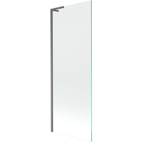Przedstawiony jest parawan nawannowy o wymiarach 70 x 150 cm, wykonany z przezroczystego szkła z ramą w kolorze gun gray szczotkowanym. Produkt ma prostą, nowoczesną konstrukcję z jednym skrzydłem.