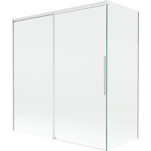 Mexen Rox parawan nawannowy 2-skrzydłowy rozsuwany 150 + 70 x 150 cm, transparent, biały - 8C9-150-070-20-00