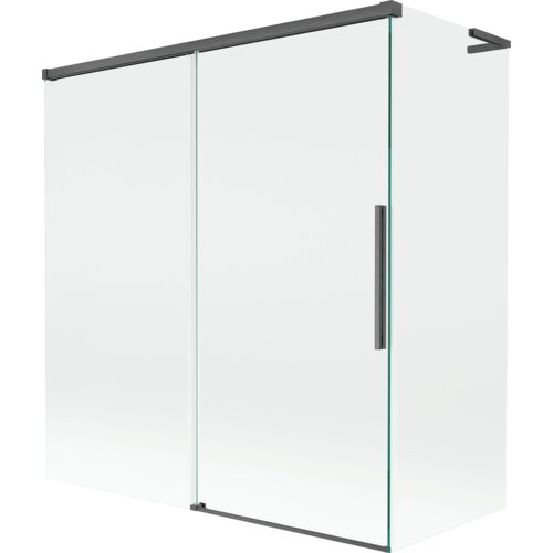 Mexen Rox L parawan nawannowy 2-skrzydłowy rozsuwany 150 + 70 x 150 cm, transparent, gun gray szczotkowany - 8C9L-150-070-66-00