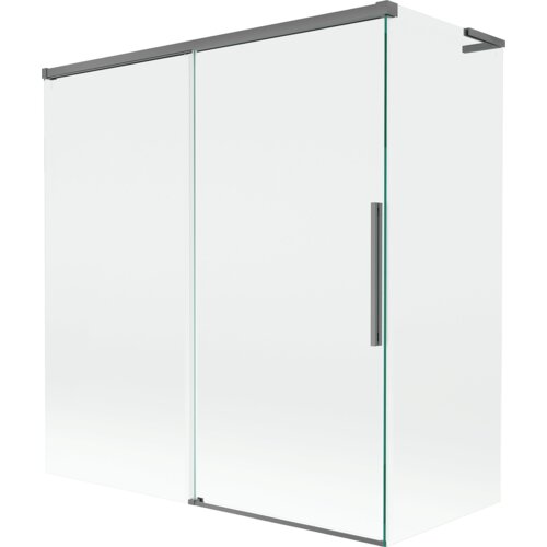 Mexen Rox L parawan nawannowy 2-skrzydłowy rozsuwany 150 + 70 x 150 cm, transparent, gun metal - 8C9L-150-070-95-00
