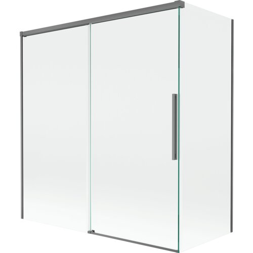 Mexen Rox parawan nawannowy 2-skrzydłowy rozsuwany 150 + 70 x 150 cm, transparent, gun metal - 8C9-150-070-95-00