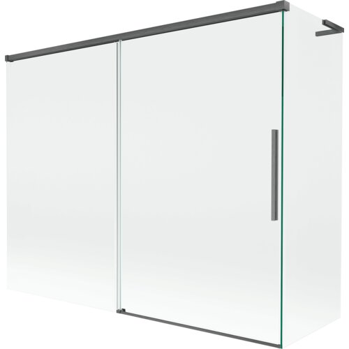 Mexen Rox L parawan nawannowy 2-skrzydłowy rozsuwany 190 + 90 x 150 cm, transparent, gun gray szczotkowany - 8C9L-190-090-66-00