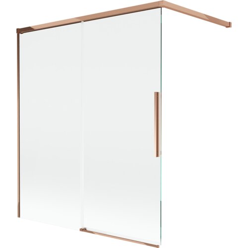 Mexen Rox parawan nawannowy 2-skrzydłowy rozsuwany 140 x 150 cm, transparent, różowe złoto - 8C9-140-003-60-00