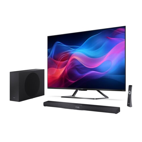 Telewizor SHARP 55GR8765E 55" QLED 4K 144Hz Google TV Dolby Atmos Dolby Vision HDMI 2.1 + Soundbar SHARP HT-SBW320 Czarny 2.1-kanałowy, Bezprzewodowy Subwoofer, HDMI eARC, Dolby Atmos, Bluetooth, Korektor EQ