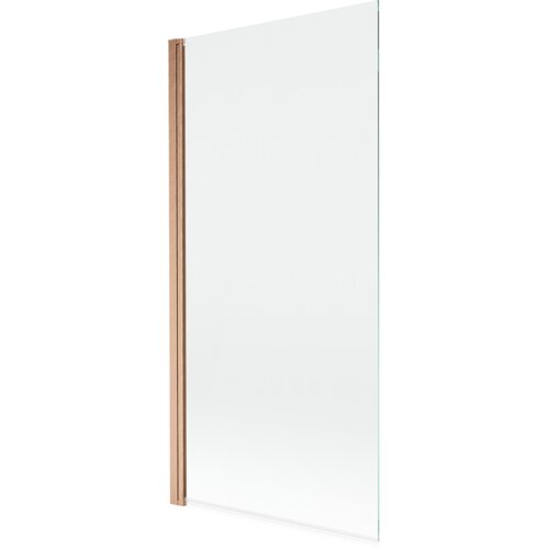 Przedstawiony jest parawan nawannowy o wymiarach 90 x 150 cm, wykonany z transparentnego szkła z miedzianym, szczotkowanym wykończeniem. Produkt to "Mexen Mist parawan nawannowy 1-skrzydłowy 90 x 150 cm, transparent, miedź szczotkowana - 8A9-090-001-65-00".