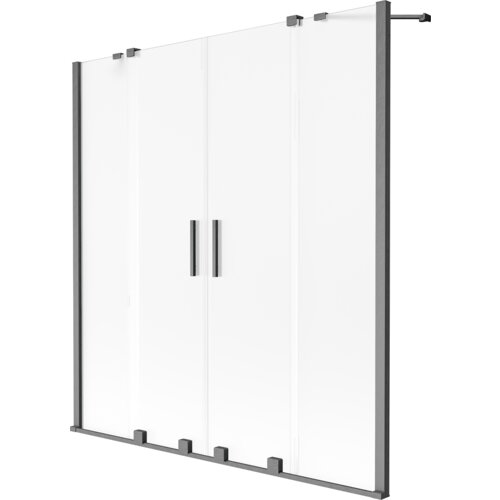 Mexen Velar Duo parawan nawannowy 2-skrzydłowy rozsuwany 160 x 150 cm, szron, gun gray szczotkowany - 896-160-000-32-66