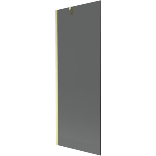 Grafitowy, jednoskrzydłowy parawan nawannowy o wymiarach 70 x 150 cm z elementami w kolorze złotym szczotkowanym. Produkt ma prosty, nowoczesny design z widocznym uchwytem na górze.