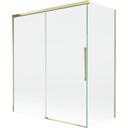 Mexen Rox parawan nawannowy 2-skrzydłowy rozsuwany 140 + 70 x 150 cm, transparent, złoty - 8C9-140-070-50-00