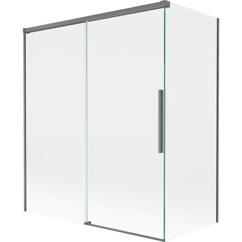 Mexen Rox parawan nawannowy 2-skrzydłowy rozsuwany 140 + 70 x 150 cm, transparent, gun metal - 8C9-140-070-95-00