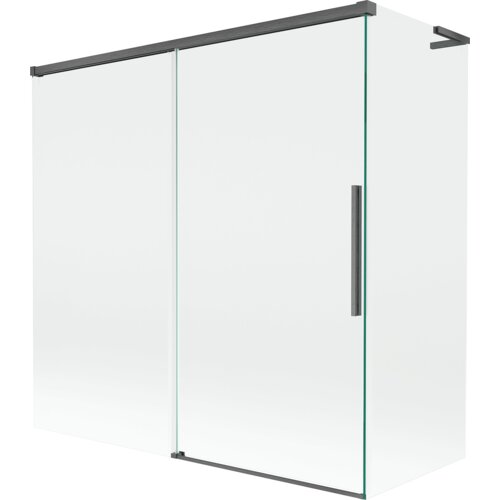 Mexen Rox L parawan nawannowy 2-skrzydłowy rozsuwany 160 + 70 x 150 cm, transparent, gun gray szczotkowany - 8C9L-160-070-66-00