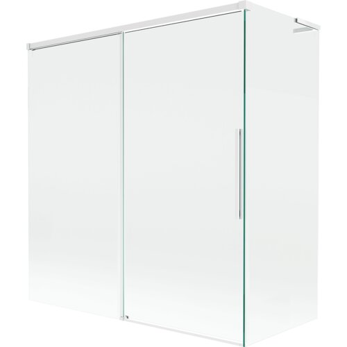 Mexen Rox L parawan nawannowy 2-skrzydłowy rozsuwany 150 + 70 x 150 cm, transparent, biały - 8C9L-150-070-20-00