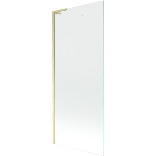 Przezroczysty parawan nawannowy z jednym skrzydłem, o wymiarach 80 x 150 cm, z ramą w kolorze złotym szczotkowanym. Produkt ma prosty, nowoczesny design.
