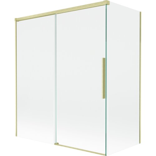 Mexen Rox parawan nawannowy 2-skrzydłowy rozsuwany 140 + 70 x 150 cm, transparent, złoty szczotkowany - 8C9-140-070-55-00