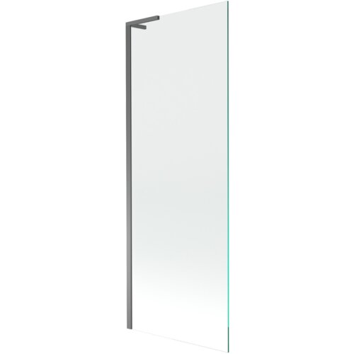 Przedstawiony jest przezroczysty parawan nawannowy o wymiarach 70 x 150 cm z metalowym wykończeniem w kolorze gun metal. Produkt ma prostą, nowoczesną konstrukcję z jednym skrzydłem.
