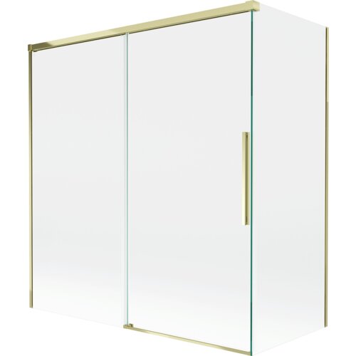 Mexen Rox parawan nawannowy 2-skrzydłowy rozsuwany 150 + 70 x 150 cm, transparent, złoty - 8C9-150-070-50-00