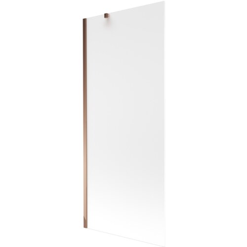 Szklany parawan nawannowy o matowym wykończeniu z elementami w kolorze różowego złota. Produkt ma prostokątny kształt i minimalistyczny design.