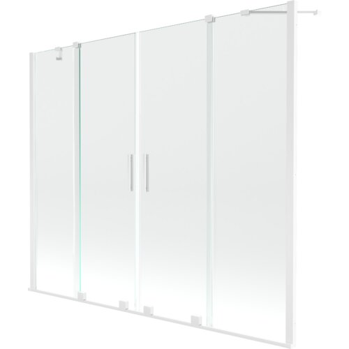Mexen Velar Duo parawan nawannowy 2-skrzydłowy rozsuwany 190 x 150 cm, transparent, biały - 896-190-000-02-20