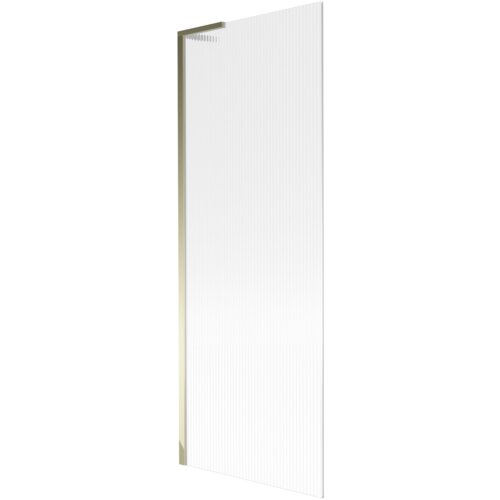 Przedstawiony jest parawan nawannowy o wymiarach 70 x 150 cm z jednym skrzydłem, wykonany ze szkła z prążkami i złotą ramą. Produkt nosi nazwę "Mexen Next L parawan nawannowy 1-skrzydłowy 70 x 150 cm, prążki, złoty - 895-070-000-03-09-50".
