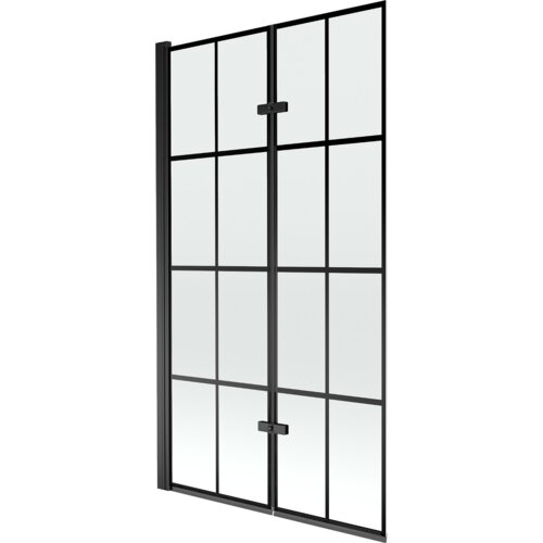 Mexen Castor parawan nawannowy 2-skrzydłowy 100 x 150 cm, czarna kratka, czarny - 892-100-002-70-77