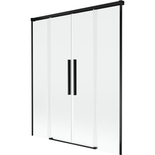Mexen Rox parawan nawannowy 2-skrzydłowy rozsuwany 160 x 150 cm, transparent, czarny - 8C9-160-002-70-00