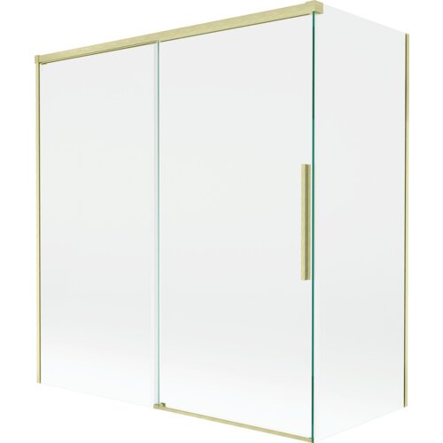 Mexen Rox parawan nawannowy 2-skrzydłowy rozsuwany 150 + 70 x 150 cm, transparent, złoty szczotkowany - 8C9-150-070-55-00