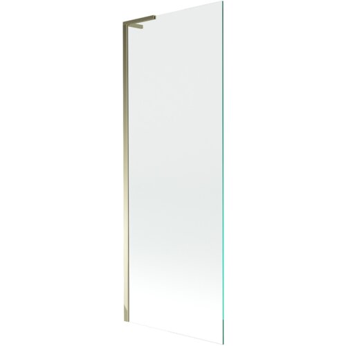 Przezroczysta osłona wannowa o wymiarach 70 x 150 cm z jednym skrzydłem, posiada złote wykończenie na krawędzi. Produkt jest prosty i elegancki, bez widocznych napisów ani logo.