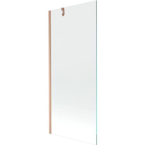 Przezroczysty parawan nawannowy z jednym skrzydłem, o wymiarach 80 x 150 cm, z elementami w kolorze miedzi szczotkowanej. Produkt oznaczony numerem 895-080-000-00-00-65.