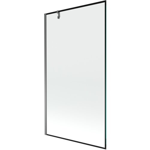 Na zdjęciu znajduje się prostokątny parawan nawannowy z jedną szklaną taflą, otoczony czarną ramką. Produkt ma minimalistyczny design i metalowe elementy mocujące.