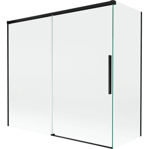 Mexen Rox parawan nawannowy 2-skrzydłowy rozsuwany 170 + 70 x 150 cm, transparent, czarny - 8C9-170-070-70-00