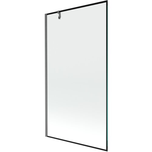 Przesłane zdjęcie przedstawia prostokątny parawan nawannowy z jedną szklaną taflą, otoczony czarną ramką. Produkt ma minimalistyczny design z metalowym uchwytem na górze.
