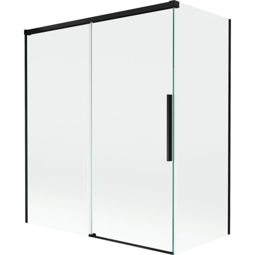 Mexen Rox parawan nawannowy 2-skrzydłowy rozsuwany 140 + 70 x 150 cm, transparent, czarny - 8C9-140-070-70-00