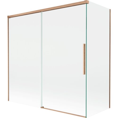 Mexen Rox parawan nawannowy 2-skrzydłowy rozsuwany 160 + 75 x 150 cm, transparent, miedż szczotkowana - 8C9-160-075-65-00