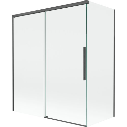 Mexen Rox parawan nawannowy 2-skrzydłowy rozsuwany 140 + 70 x 150 cm, transparent, gun gray szczotkowany - 8C9-140-070-66-00