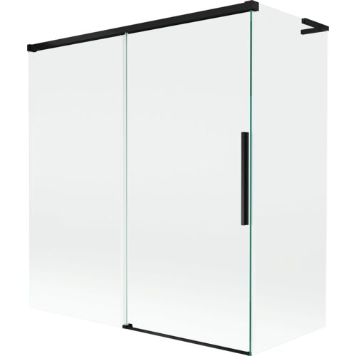 Mexen Rox L parawan nawannowy 2-skrzydłowy rozsuwany 150 + 70 x 150 cm, transparent, czarny - 8C9L-150-070-70-00