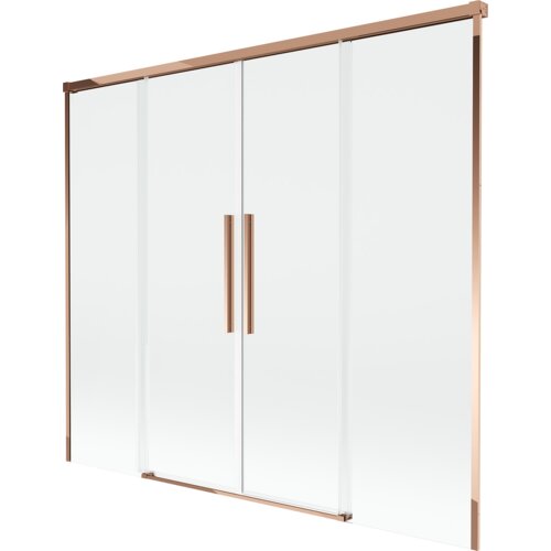 Mexen Rox parawan nawannowy 2-skrzydłowy rozsuwany 190 x 150 cm, transparent, różowe złoto - 8C9-190-002-60-00