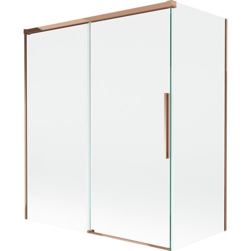 Mexen Rox parawan nawannowy 2-skrzydłowy rozsuwany 140 + 70 x 150 cm, transparent, różowe złoto - 8C9-140-070-60-00