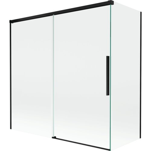 Mexen Rox parawan nawannowy 2-skrzydłowy rozsuwany 160 + 70 x 150 cm, transparent, czarny - 8C9-160-070-70-00