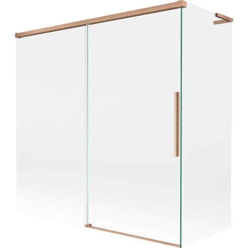 Mexen Rox L parawan nawannowy 2-skrzydłowy rozsuwany 160 + 70 x 150 cm, transparent, miedź szczotkowana - 8C9L-160-070-65-00