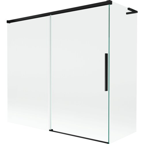 Mexen Rox L parawan nawannowy 2-skrzydłowy rozsuwany 170 + 70 x 150 cm, transparent, czarny - 8C9L-170-070-70-00