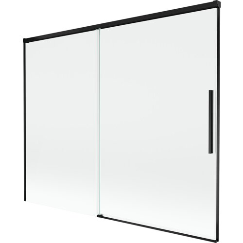 Mexen Rox parawan nawannowy 2-skrzydłowy rozsuwany 190 x 150 cm, transparent, czarny - 8C9-190-001-70-00