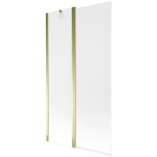 Dwuskrzydłowy parawan nawannowy o wymiarach 100 x 150 cm, wykonany z matowego szkła z złotymi elementami konstrukcyjnymi. Produkt ma prosty, nowoczesny design z gładką powierzchnią.