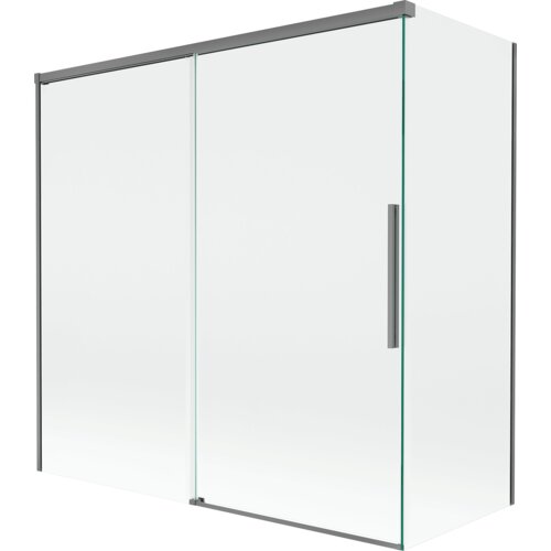 Mexen Rox parawan nawannowy 2-skrzydłowy rozsuwany 160 + 75 x 150 cm, transparent, gun metal - 8C9-160-075-95-00