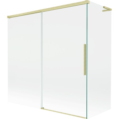 Mexen Rox L parawan nawannowy 2-skrzydłowy rozsuwany 160 + 70 x 150 cm, transparent, złoty szczotkowany - 8C9L-160-070-55-00