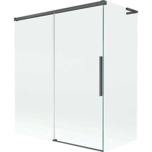Mexen Rox L parawan nawannowy 2-skrzydłowy rozsuwany 140 + 70 x 150 cm, transparent, gun gray szczotkowany - 8C9L-140-070-66-00