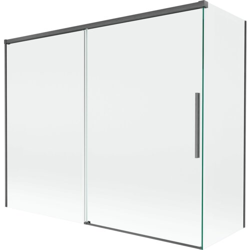 Mexen Rox parawan nawannowy 2-skrzydłowy rozsuwany 190 + 90 x 150 cm, transparent, gun gray szczotkowany - 8C9-190-090-66-00